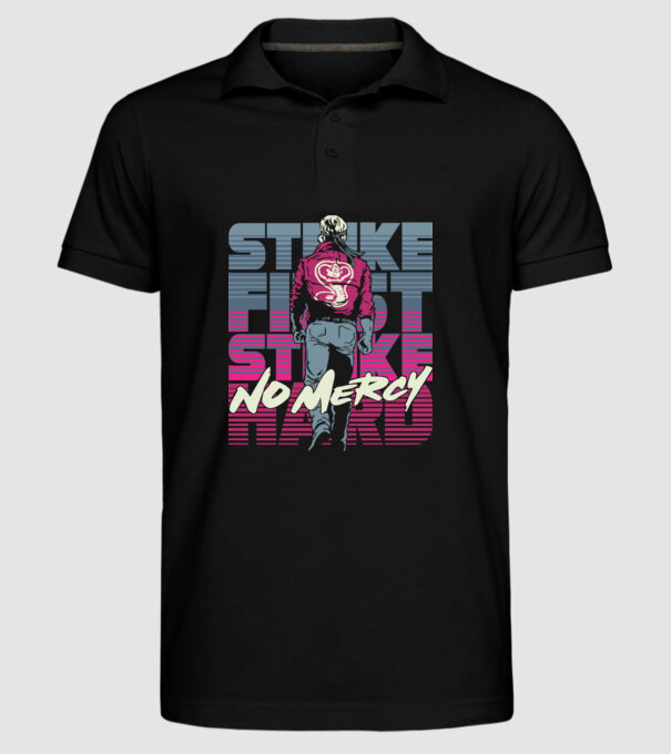 Strike first strike hard neon model negru pe tricou