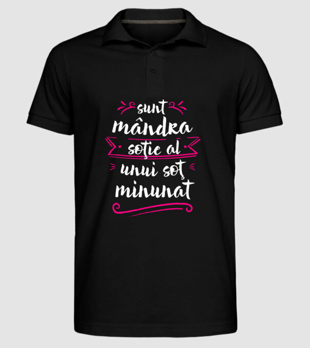 Sunt mândra soție a unui soț minunat model negru pe tricou