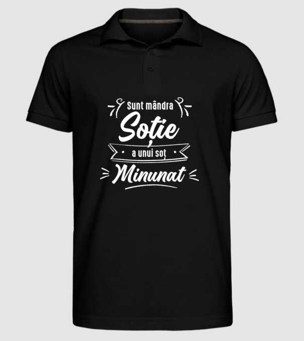 Sunt mândra soție a unui soț minunat model negru pe tricou