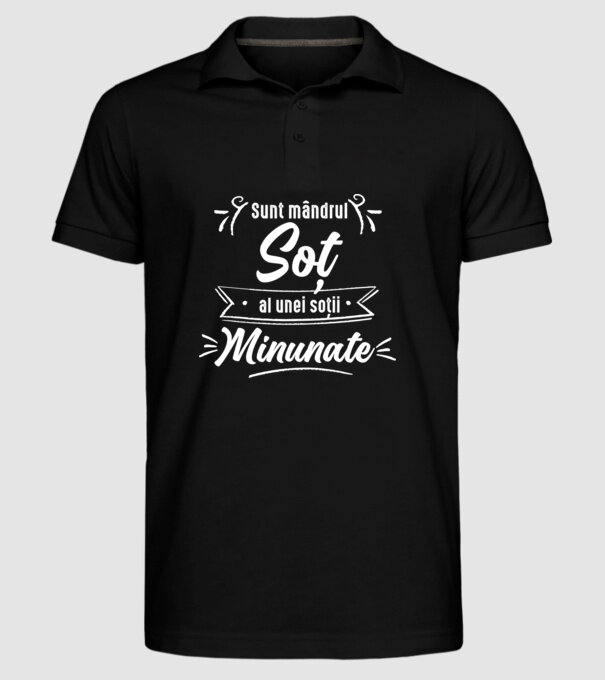 Sunt mândrul soț al unei soții minunate model negru pe tricou