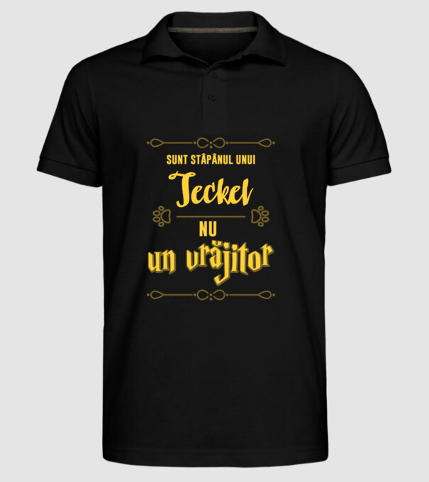 sunt stăpânul unui teckel, nu un vrăjitor model negru pe tricou