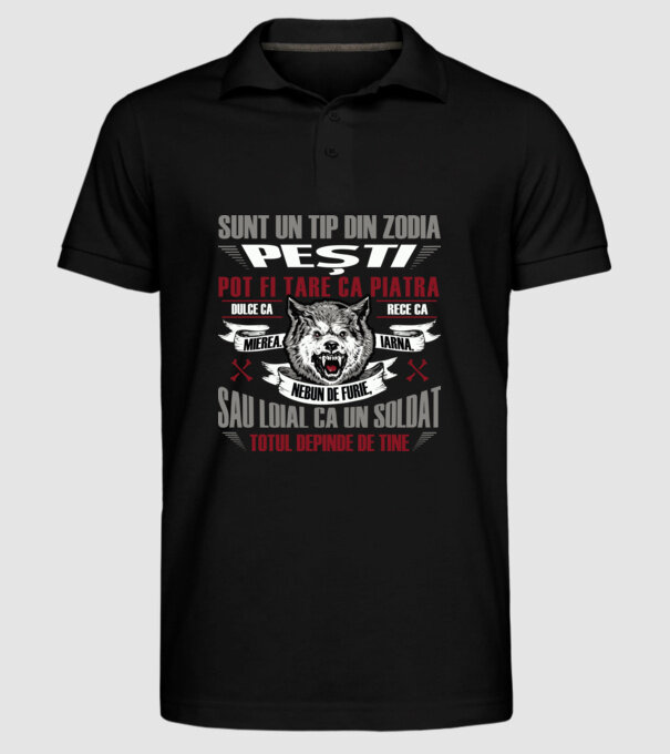 Sunt un tip din zodia Pești model negru pe tricou