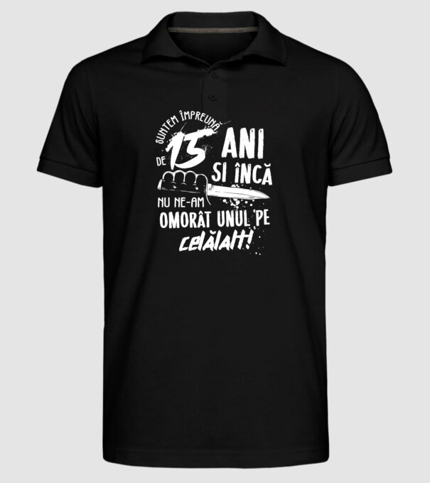 Suntem împreună de 15 ani model negru pe tricou