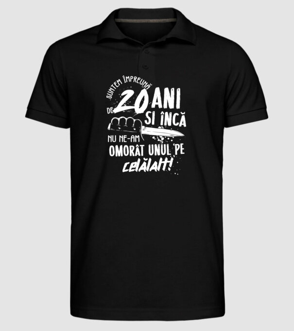 Suntem împreună de 20 ani model negru pe tricou
