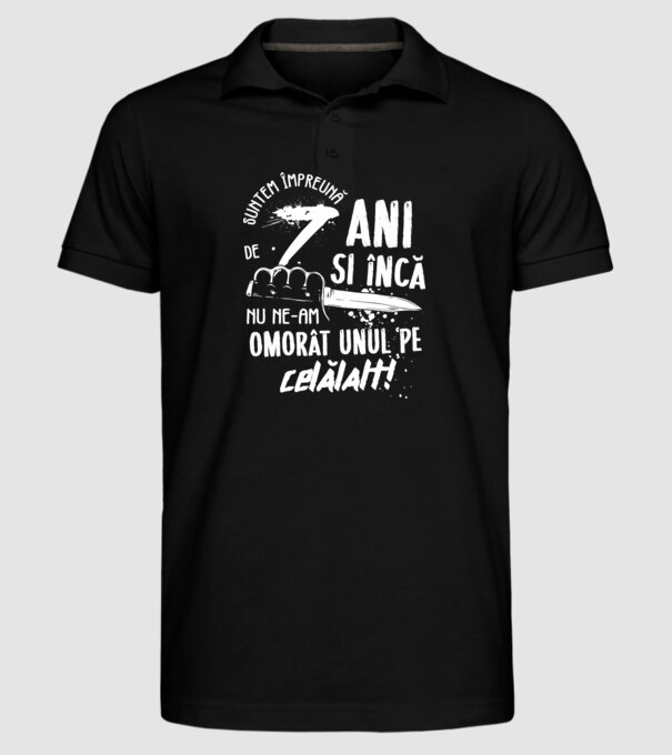 Suntem împreună de 7 ani model negru pe tricou