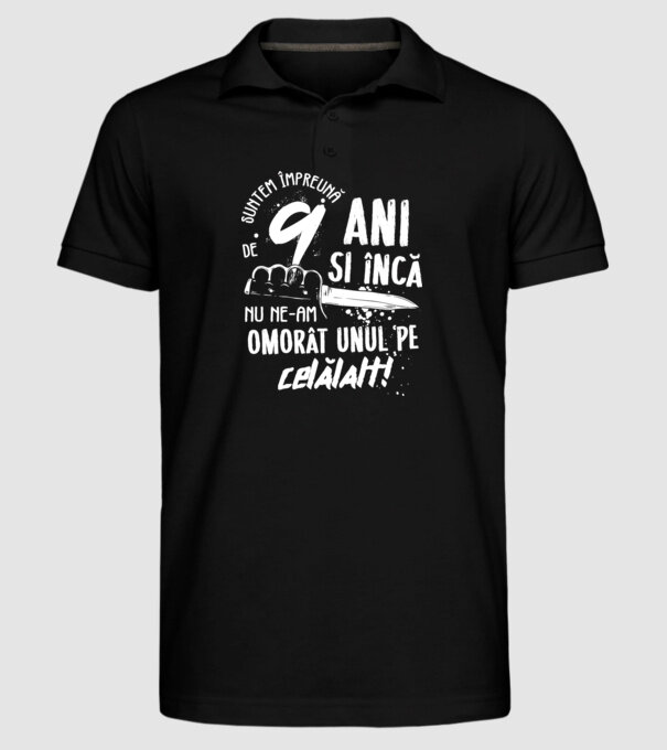 Suntem împreună de 9 ani model negru pe tricou