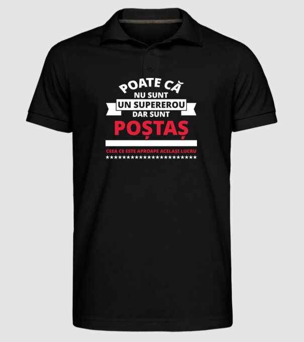 Supererou poştaş model negru pe tricou