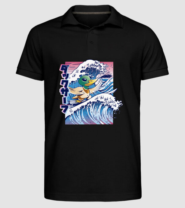 Surfer Duck model negru pe tricou