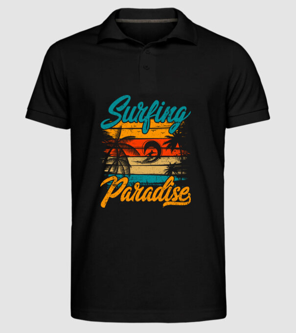 Surfing Paradise model negru pe tricou