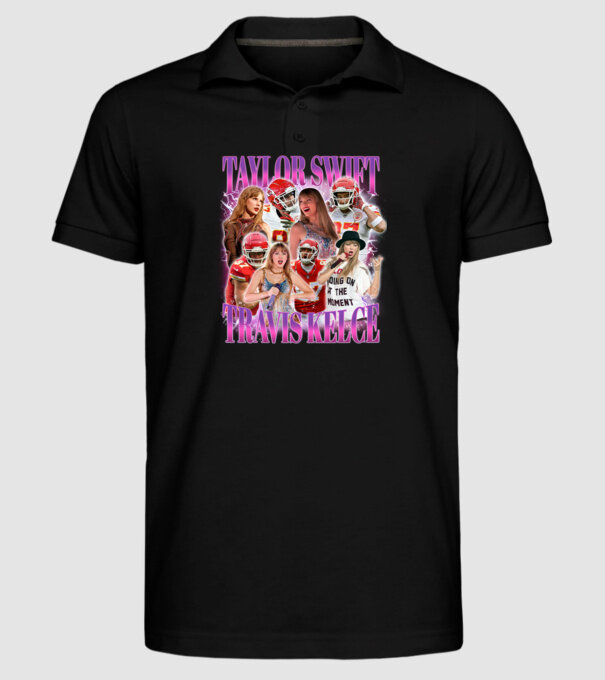 Taylor Swift ERAS Travis Kelce bootleg model negru pe tricou