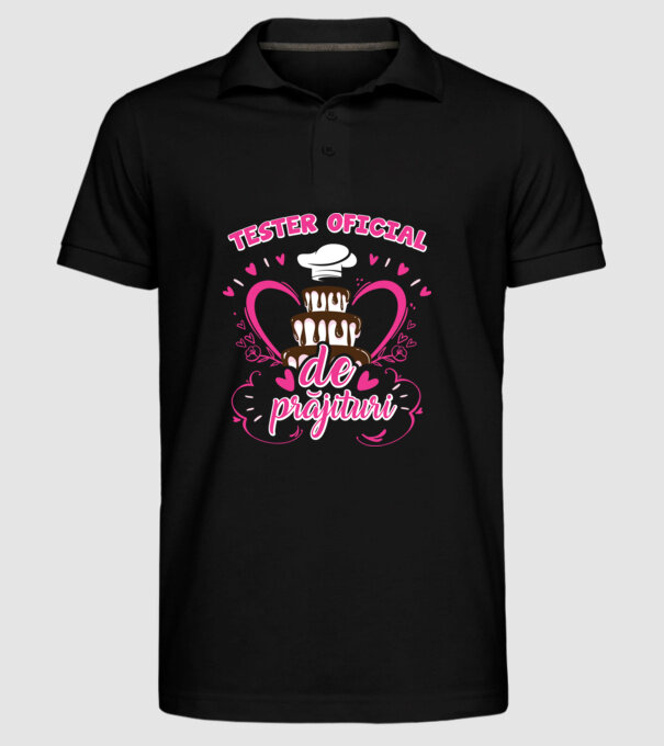 tester oficial de prăjituri model negru pe tricou