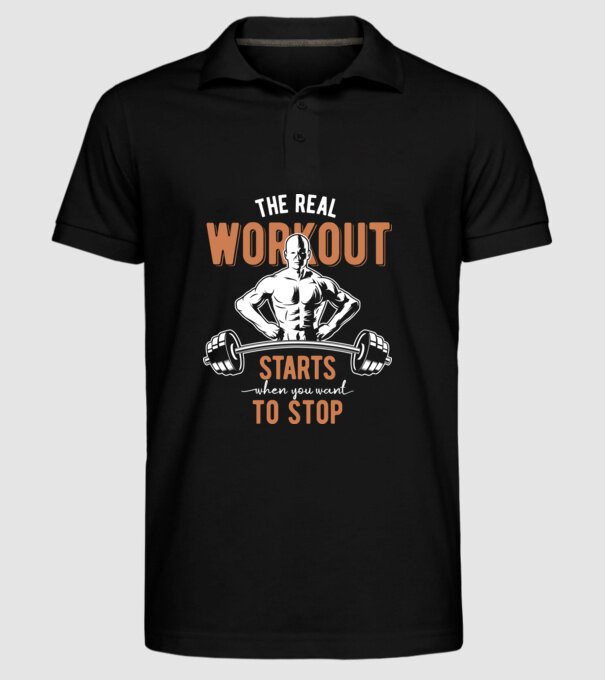 The Real Workout model negru pe tricou