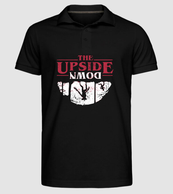 the upside down logo model negru pe tricou