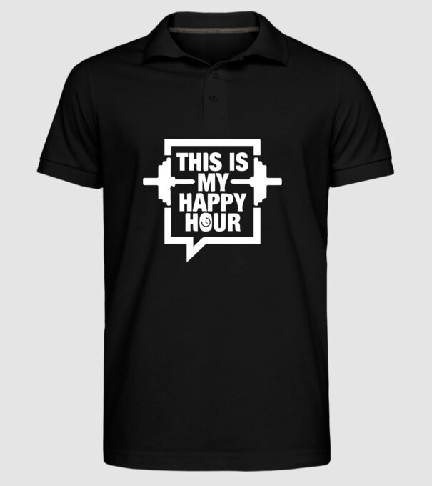 this is my happy hour model negru pe tricou