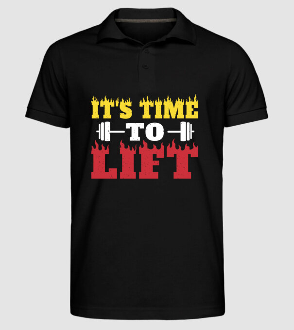 Time to lift model negru pe tricou