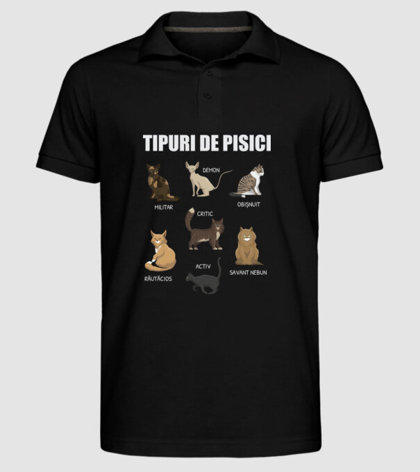 Tipuri de pisici model negru pe tricou
