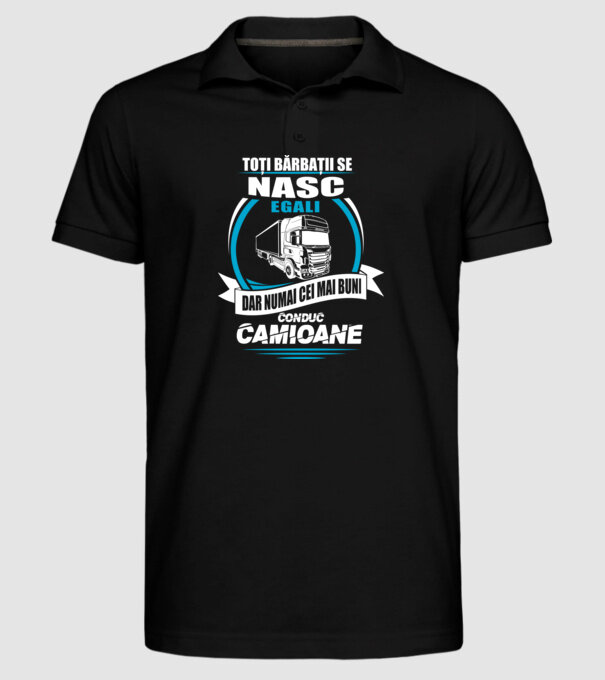 Toți bărbații se nasc egali camioane model negru pe tricou