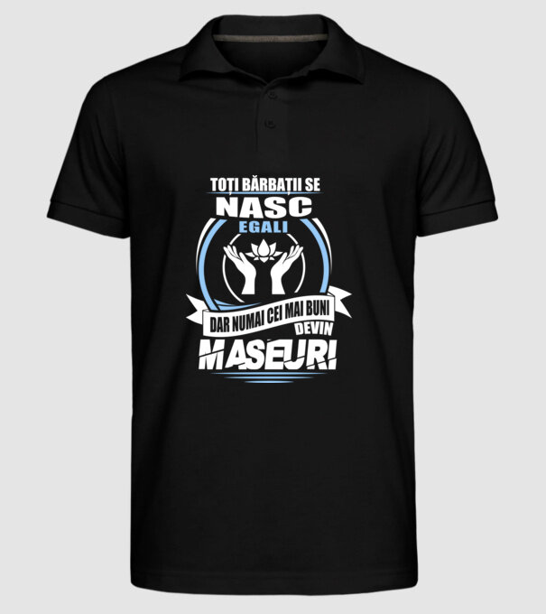 Toți bărbații se nasc egali maseuri model negru pe tricou
