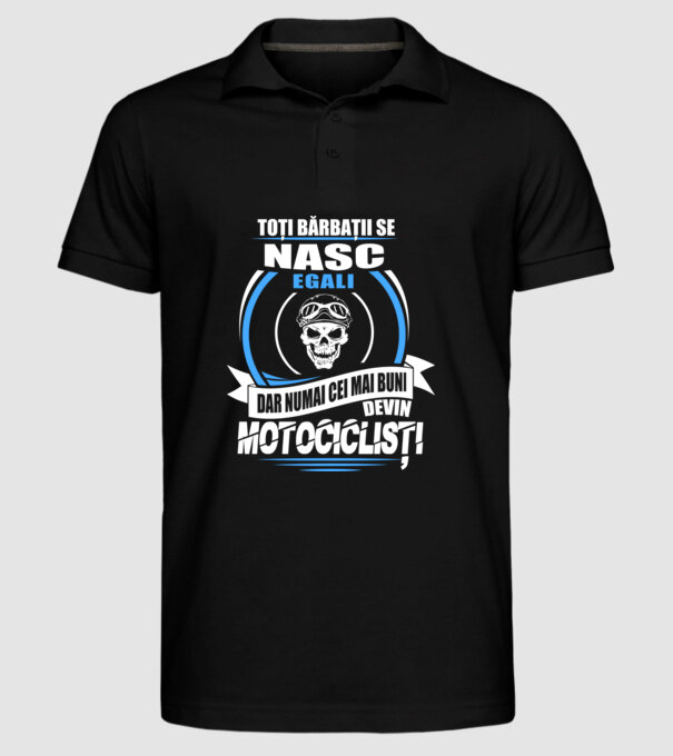 Toți bărbații se nasc egali motocicliști model negru pe tricou