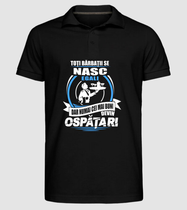 Toți bărbații se nasc egali ospătari model negru pe tricou