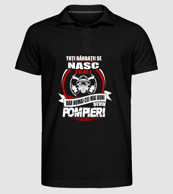 Toți bărbații se nasc egali pompieri model negru pe tricou