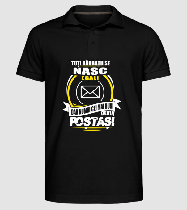 Toți bărbații se nasc egali poștași model negru pe tricou