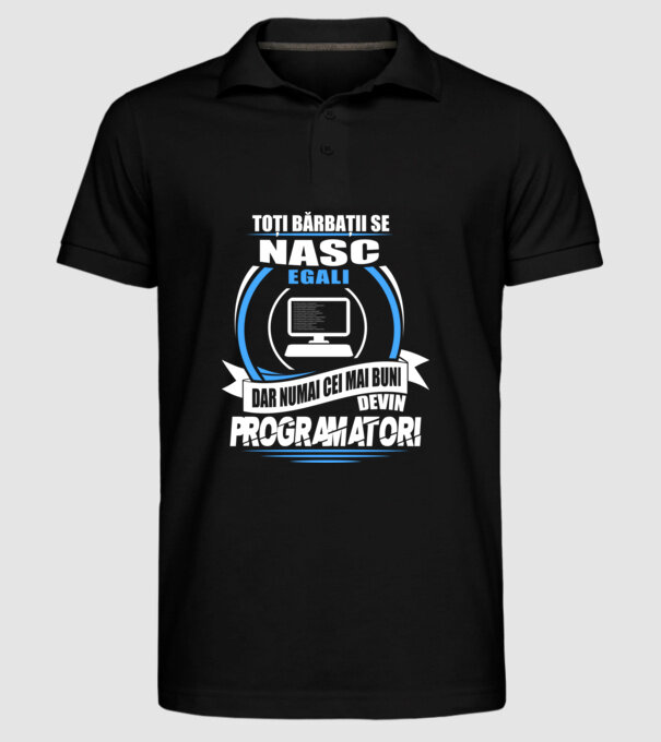 Toți bărbații se nasc egali programatori model negru pe tricou