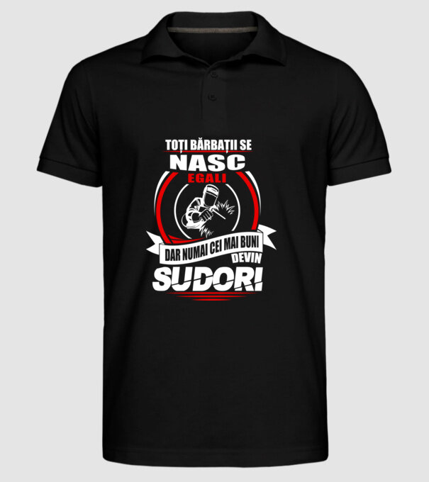 Toți bărbații se nasc egali sudori model negru pe tricou