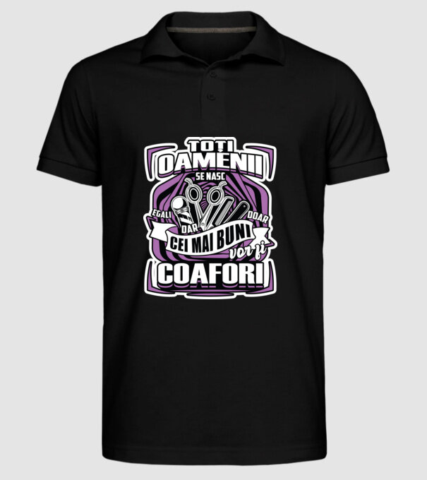 Toți oamenii coafori model negru pe tricou