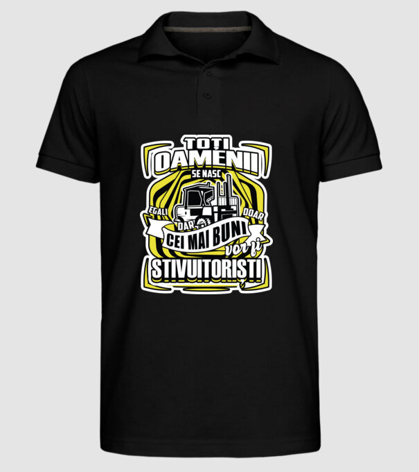 Toți oamenii stivuitoriști model negru pe tricou