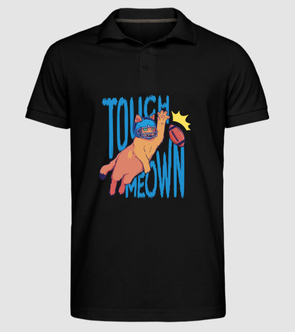 Touch Meow model negru pe tricou