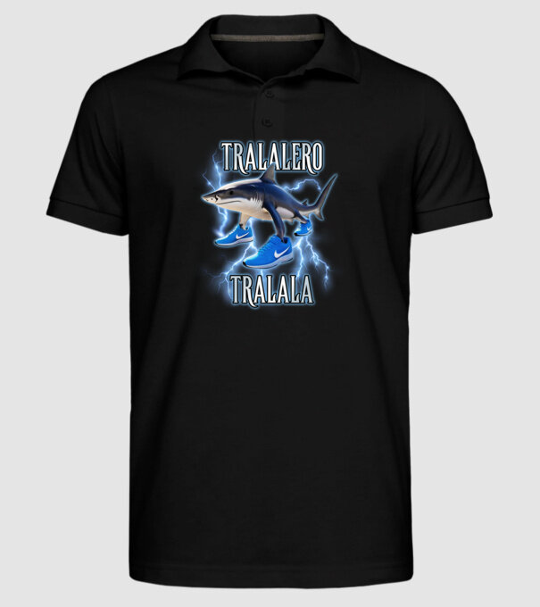 Tralalero Tralala model negru pe tricou