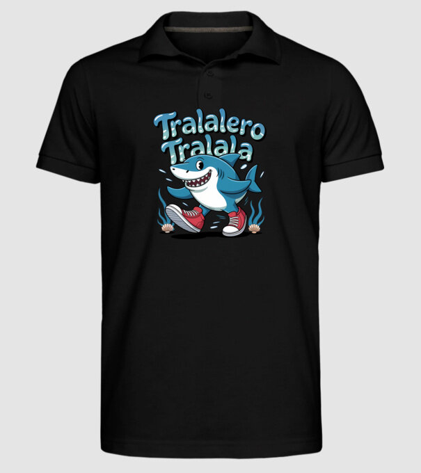 Tralalero Tralala drăguț model negru pe tricou