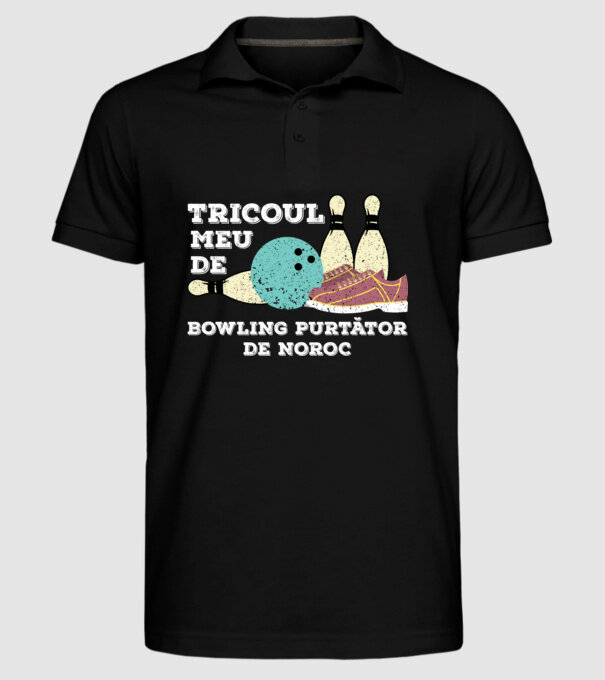 tricoul meu de bowling purtător de noroc model negru pe tricou