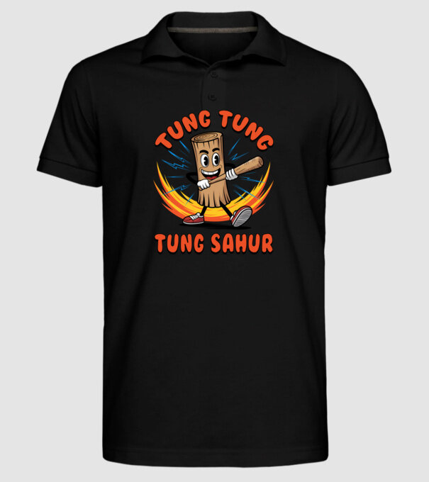 Tung Tung Tung Sahur drăguț model negru pe tricou