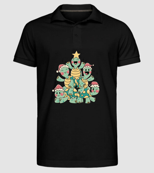 Turtle christmas tree model negru pe tricou