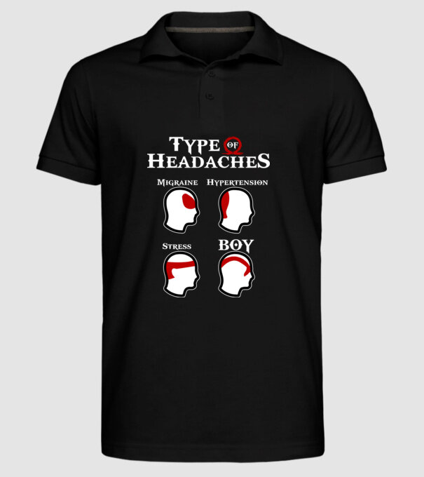 Type of Headaches - God of War model negru pe tricou