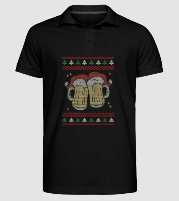 ugly sweater beers model negru pe tricou