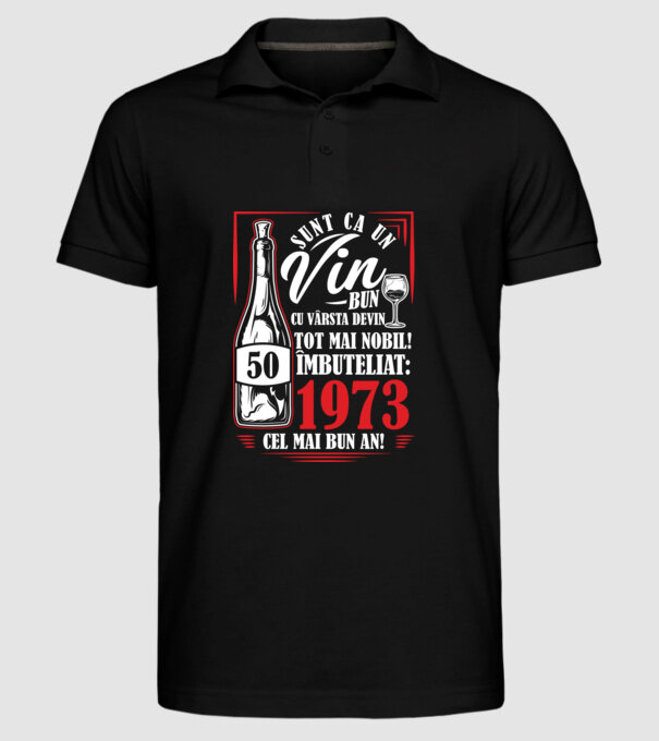 Un Vin Bun 1975 - Negru model negru pe tricou