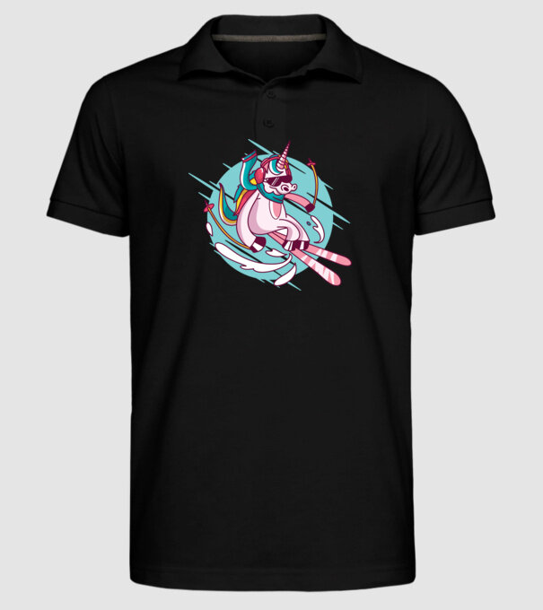 Unicorn ski model negru pe tricou
