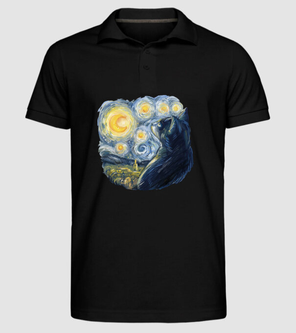 Van Gogh cat model negru pe tricou