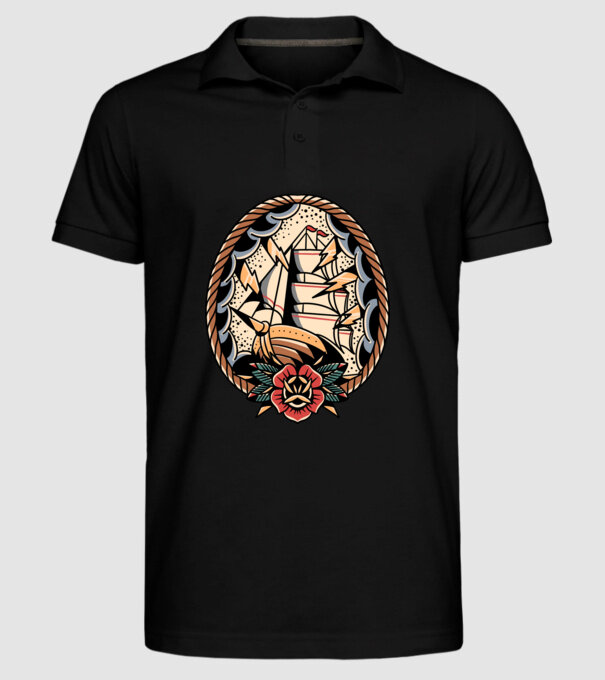 Vapoare model negru pe tricou
