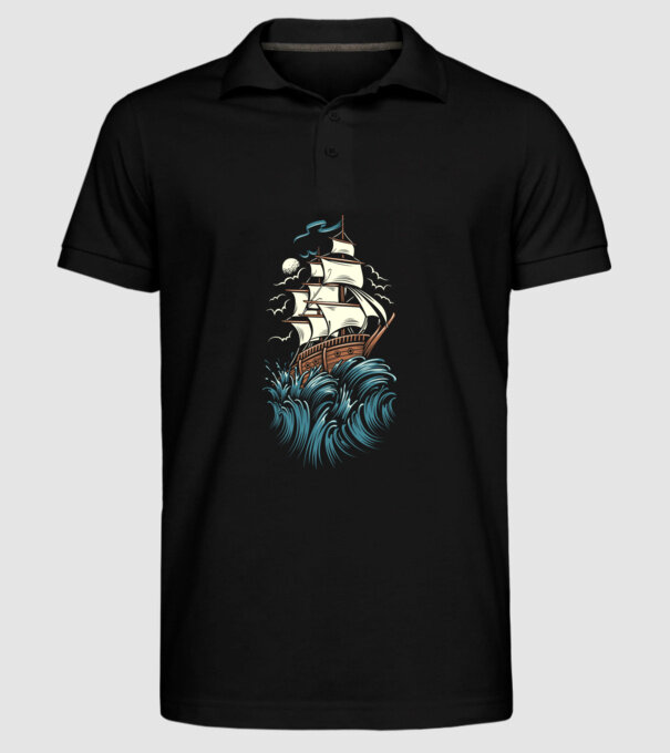 Vapoare model negru pe tricou