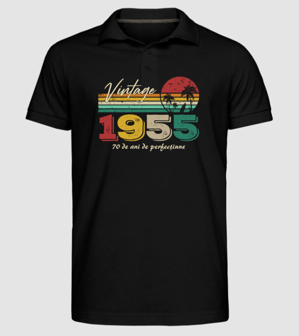 VINTAGE 1955 model negru pe tricou