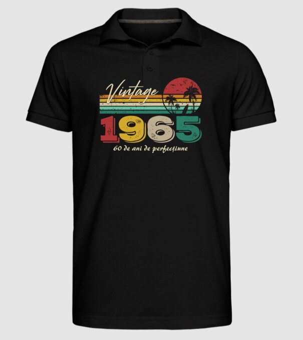 VINTAGE 1965 model negru pe tricou