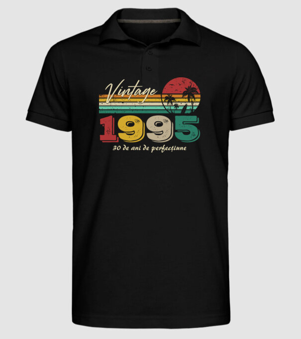 VINTAGE 1995 model negru pe tricou