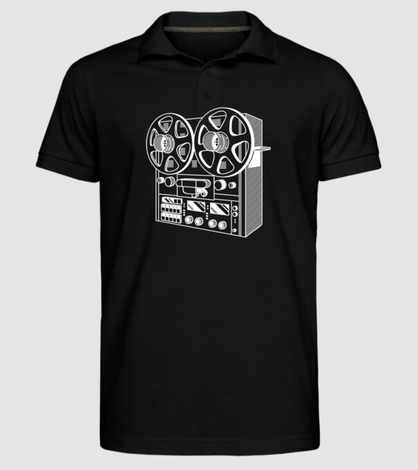 Vintage Reel to Reel Recorder model negru pe tricou