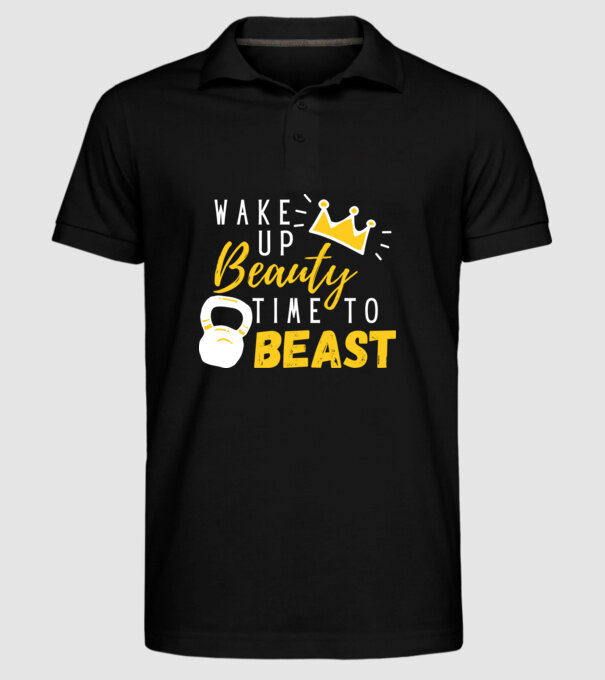 Wake Up Beauty Time To Beast model negru pe tricou