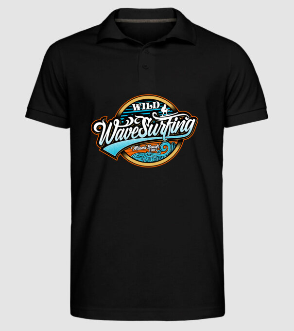 WaveSurfing model negru pe tricou