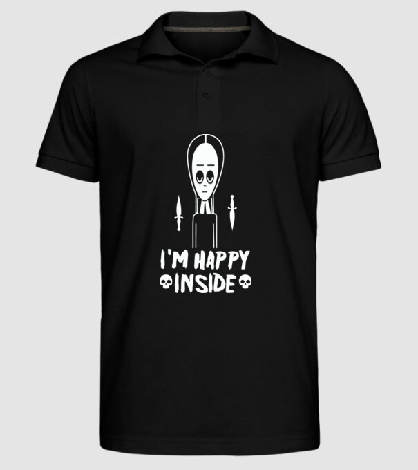 WEDNESDAY Happy inside model negru pe tricou